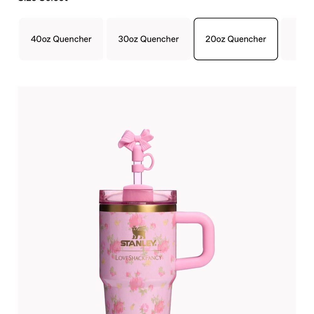 Stanley Pink Floral 20oz Tumbler with Bow Straw